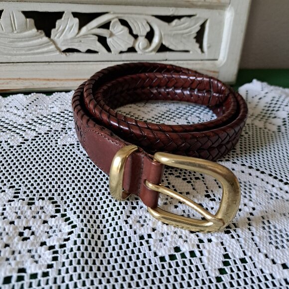 💙Coach Modern Brown Braided Leather Belt Size 38 - Picture 2 of 6